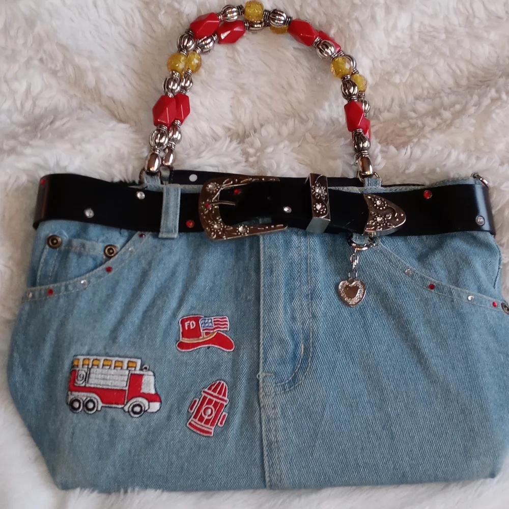 ABJ JEANS Jean Denim Purse with Belt - Picture 1 of 10